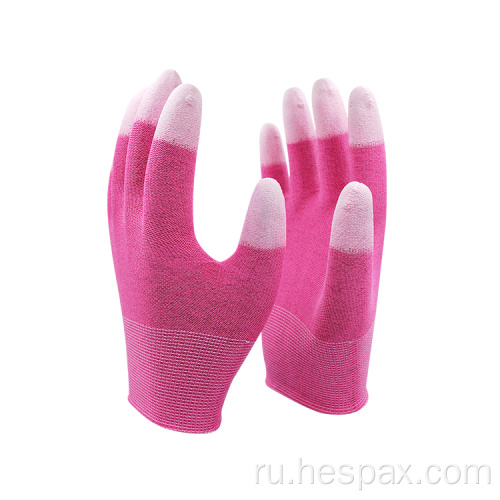 Hespax антистатические дышащие PU, покрытые дешевыми трудовыми перчатками
